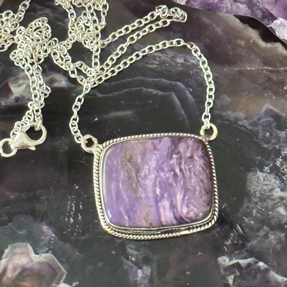 Charoite southwestern sterling silver necklace - Picture 2 of 8